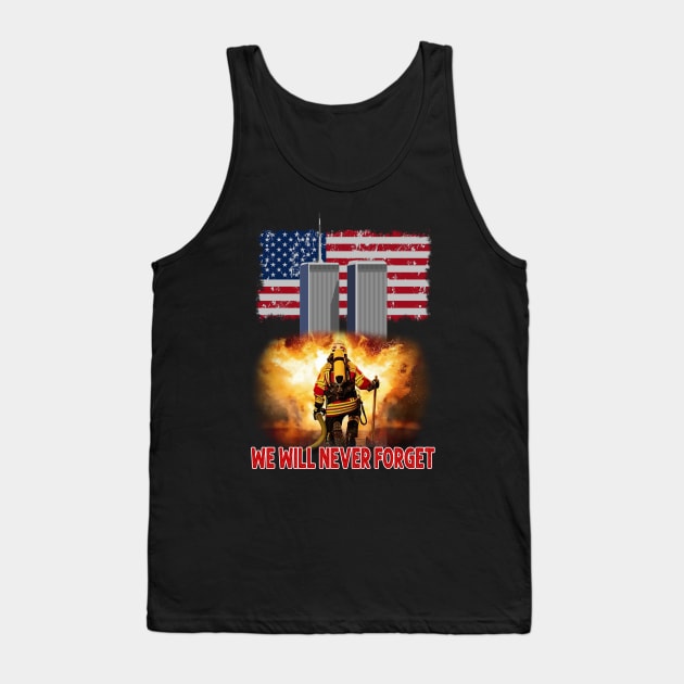 Never Forget Patriot Day 911 September 21th Anniversary Retro Tank Top by CasperX10